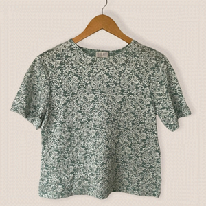 VINTAGE Turquoise Silver Textured Cropped Tee (petite)